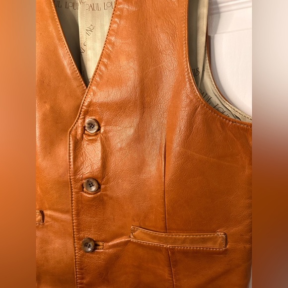 Paul Louis Inc Carmel Brown Vintage Leather Vest - Picture 4 of 9